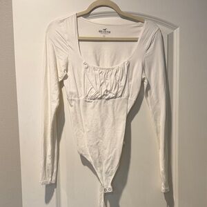 Hollister Women's Cream Long Sleeve Bodysuit